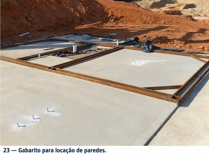 Gabarito para locação de paredes.
